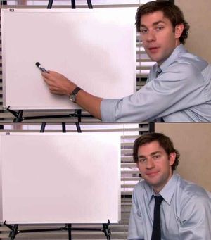 Jim Halpert Pointing to Whiteboard meme template - Click to use