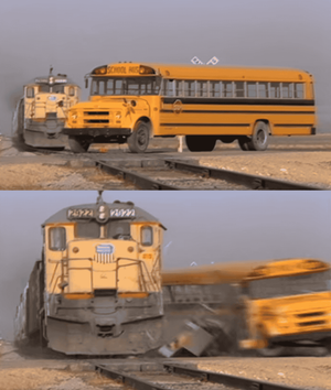 Train Hitting School Bus meme template - Click to use