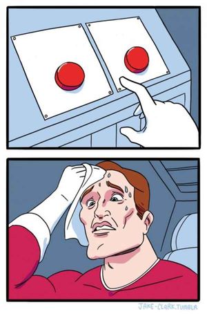 Daily Struggle / Two Buttons meme template - Click to use